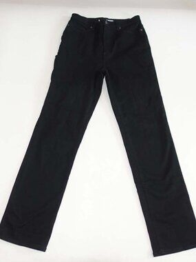 Lands' End Women's High Rise Straight Leg Jeans Size 10 Tall Black Stretch Denim
